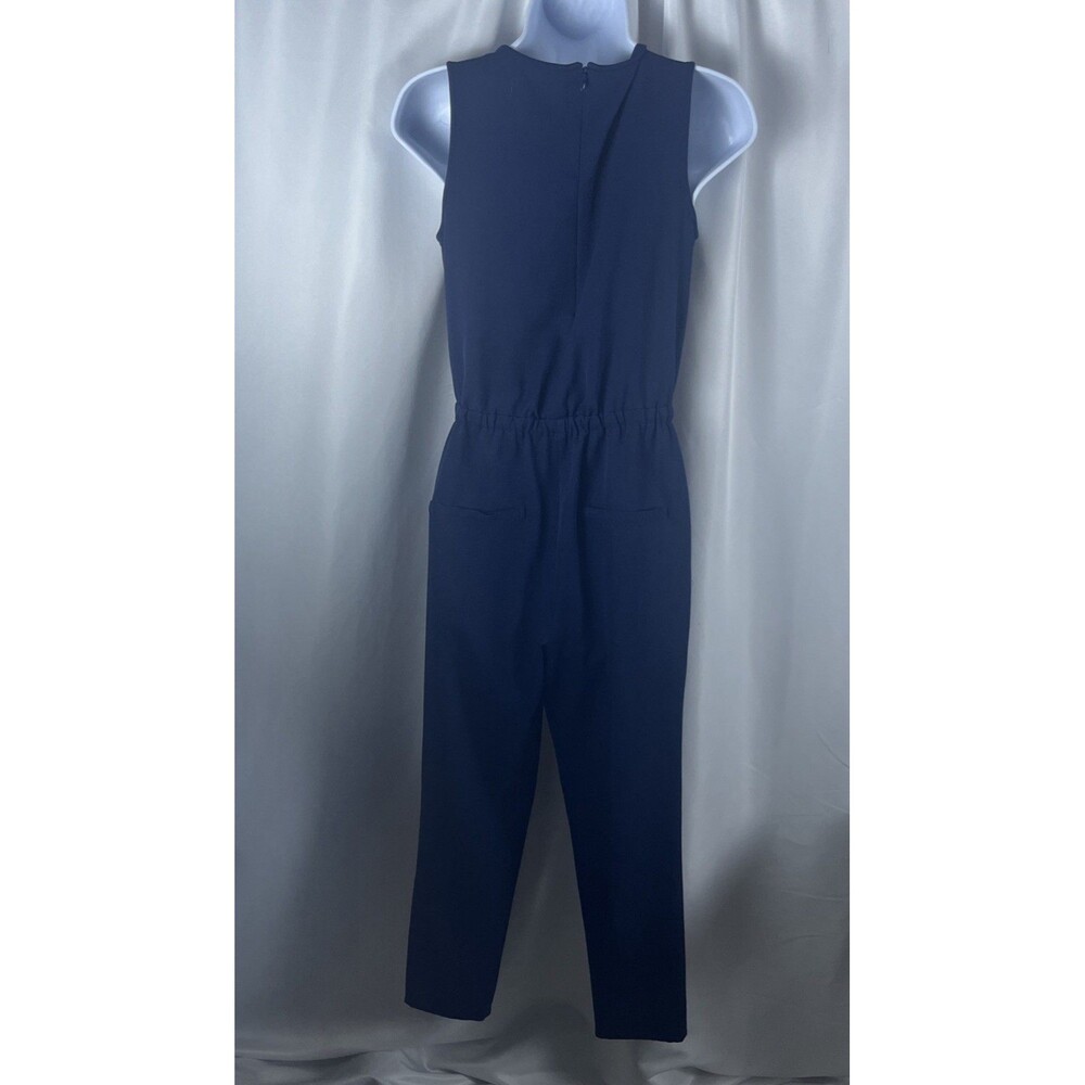 Spiral Girl Woman’s Sleeveless Jumpsuit Size 2 Navy Blue V-neck Draped/wraped - Picture 5 of 7